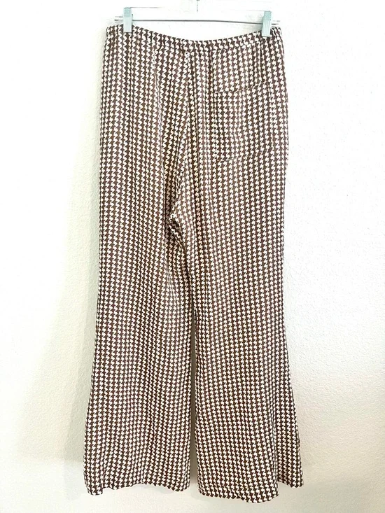 Charlie Holiday Brown & White Houndstooth Wide-Leg Pants - Picture 4 of 8